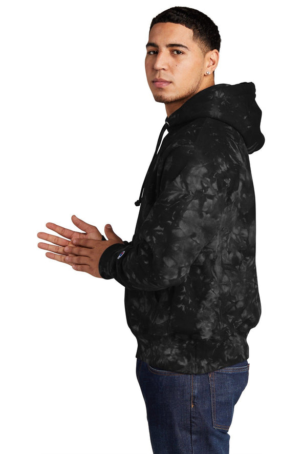 Champion Reverse Weave Scrunch-Dye Tie-Dye Hooded Sweatshirt. TDS101